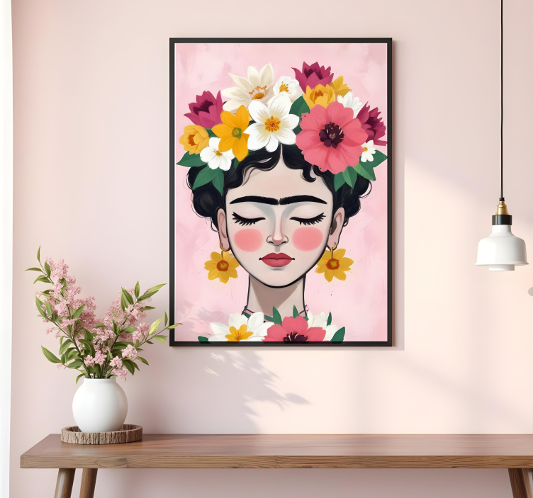 Poster artistici cappello di fiori frida - TenStickers