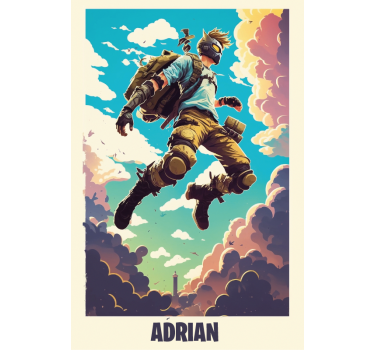 Poster camera ragazzi personaggio epico con nome personalizzato - TenStickers