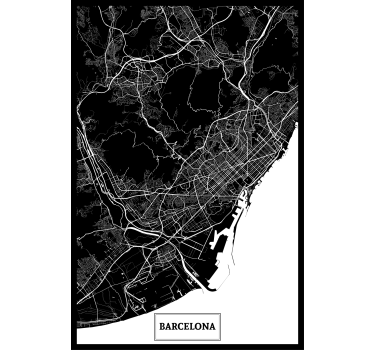 Poster salotto mappa topografica di barcellona - TenStickers