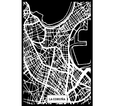 Poster salotto mappa topografica coruña - TenStickers