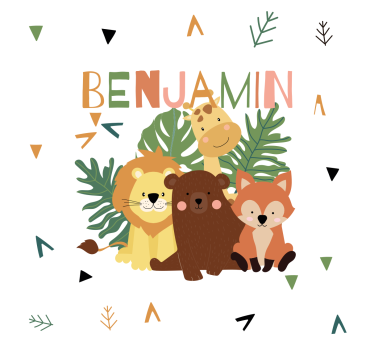 Poster per la cameretta animali selvatici carini con foglie - TenStickers