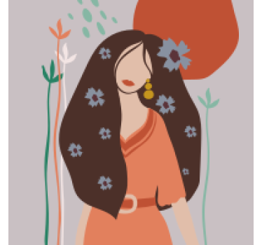 Poster a tema floreale donna astratta con capelli lunghi - TenStickers