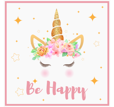 Poster camera ragazzi unicorni frase sii felice - TenStickers
