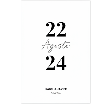 Poster da parete personalizzati data matrimonio minimalista - TenStickers