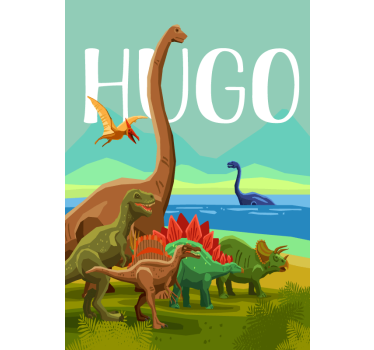 Poster con dinosauri e nome personalizzato - TenStickers