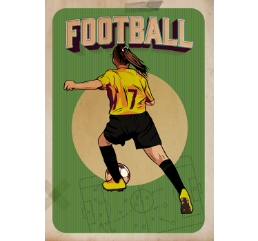 Poster con calciatrice stile retrò - TenStickers