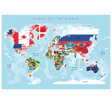 Poster con mappamondo e le bandiere - TenStickers