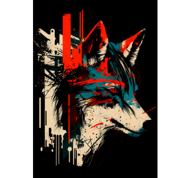 Poster con profilo di lupo effetto astratto - TenStickers