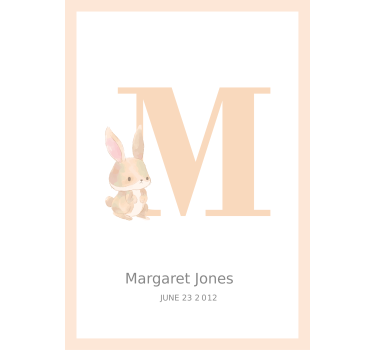 Poster con lettera, nome e data personalizzata - TenStickers