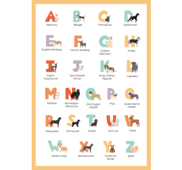 Poster bambini alfabeto con cani - TenStickers