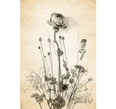 Poster a tema floreale mazzo di fiori su fondo beige - TenStickers