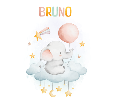 Poster d'arredo per la cameretta elefante su una nuvola - TenStickers