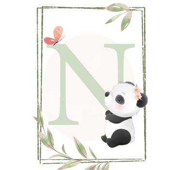 Poster cameretta panda simpatico con iniziale - TenStickers