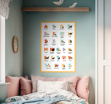 Poster bambini alfabeto con cani - TenStickers