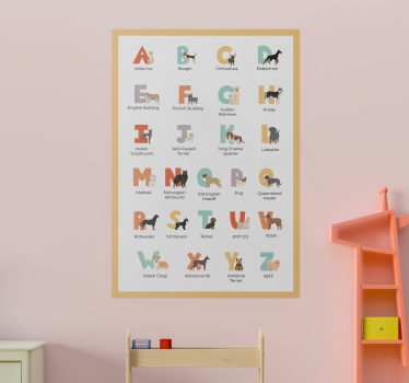 Poster bambini alfabeto con cani - TenStickers