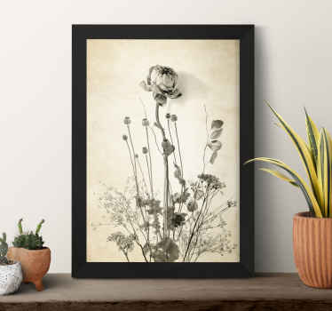 Poster a tema floreale mazzo di fiori su fondo beige - TenStickers