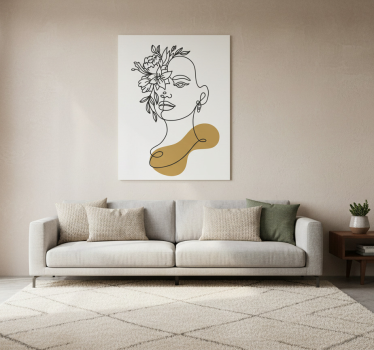 Poster a tema floreale linee di donna astratte - TenStickers
