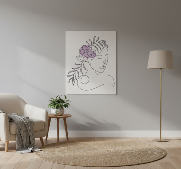 Poster a tema floreale volto femminile minimalista - TenStickers