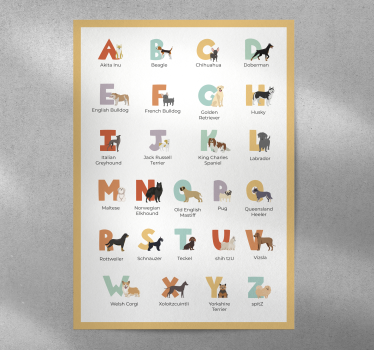 Poster bambini alfabeto con cani - TenStickers