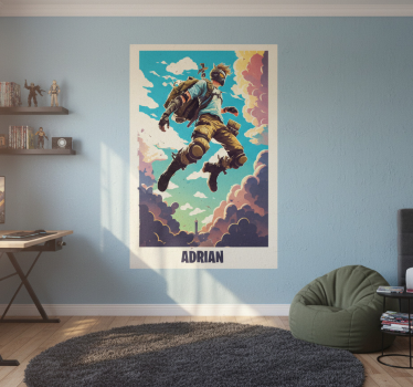 Poster camera ragazzi personaggio epico con nome personalizzato - TenStickers