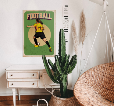 Poster con calciatrice stile retrò - TenStickers