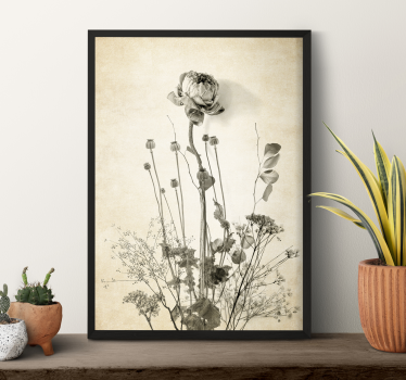 Poster a tema floreale mazzo di fiori su fondo beige - TenStickers