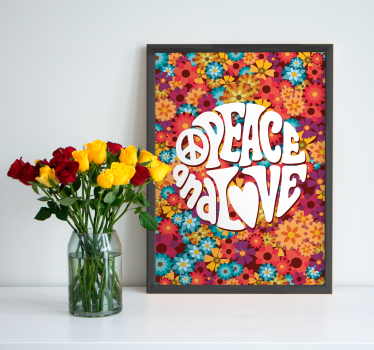 Poster a tema floreale pace e amore - TenStickers