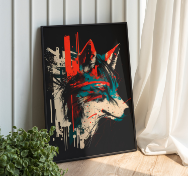 Poster con profilo di lupo effetto astratto - TenStickers