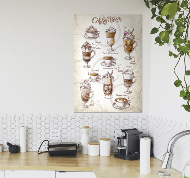 Poster con vari tipi di caffè - TenStickers