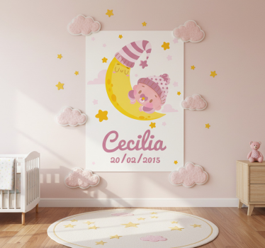 Poster d'arredo per la cameretta nome e data di nascita - TenStickers