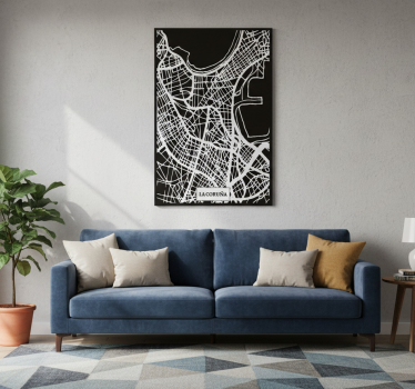 Poster salotto mappa topografica coruña - TenStickers