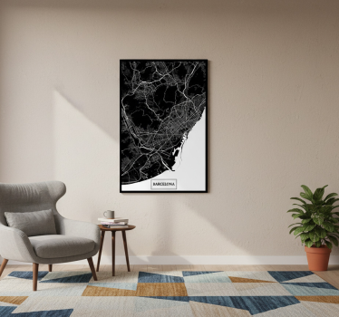 Poster salotto mappa topografica di barcellona - TenStickers