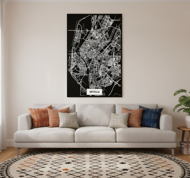 Poster salotto mappa topografica siviglia - TenStickers