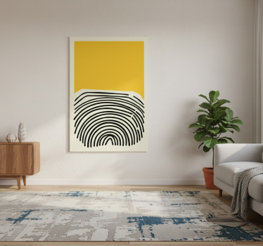 Poster salotto quadro astratto giallo con linee nere - TenStickers