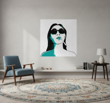 Poster salotto volto di donna che fuma - TenStickers