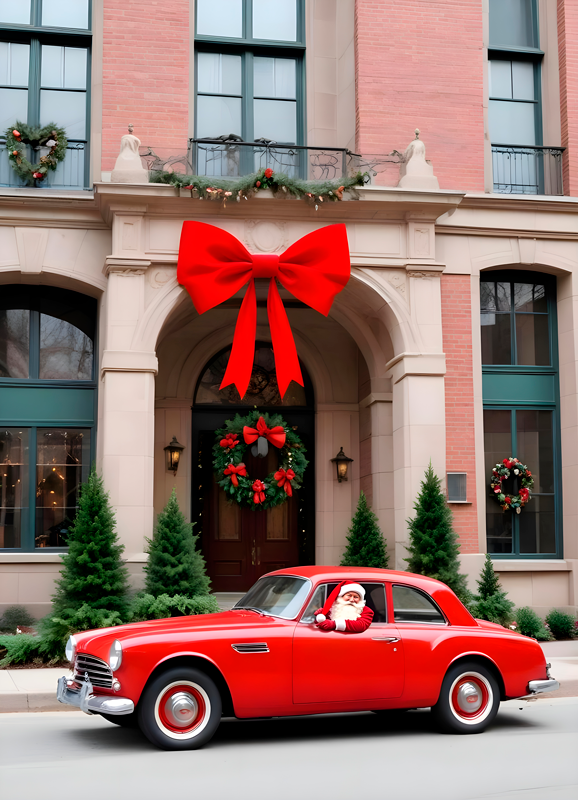 Poster di Babbo Natale macchina in inverno - TenStickers