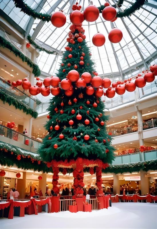 Poster di Babbo Natale albero nel centro commerciale - TenStickers