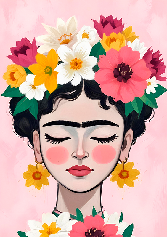 Poster artistici cappello di fiori frida - TenStickers