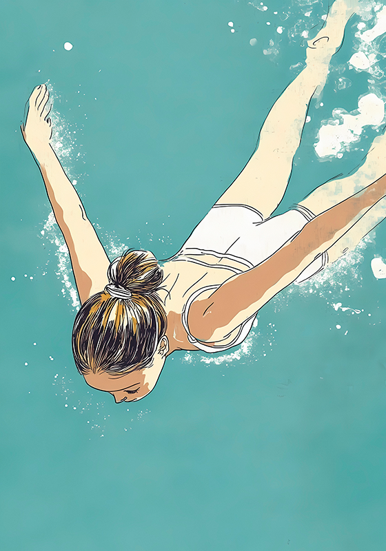 Poster disegno artistico nuotatore - TenStickers