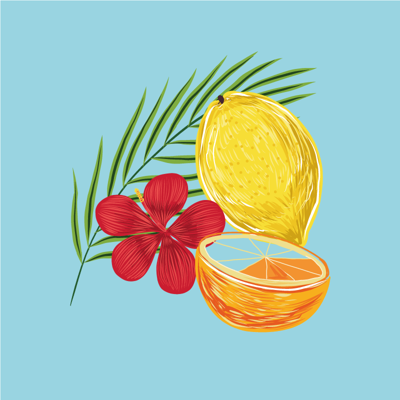 Poster da cucina design frutti limoni pastello - TenStickers