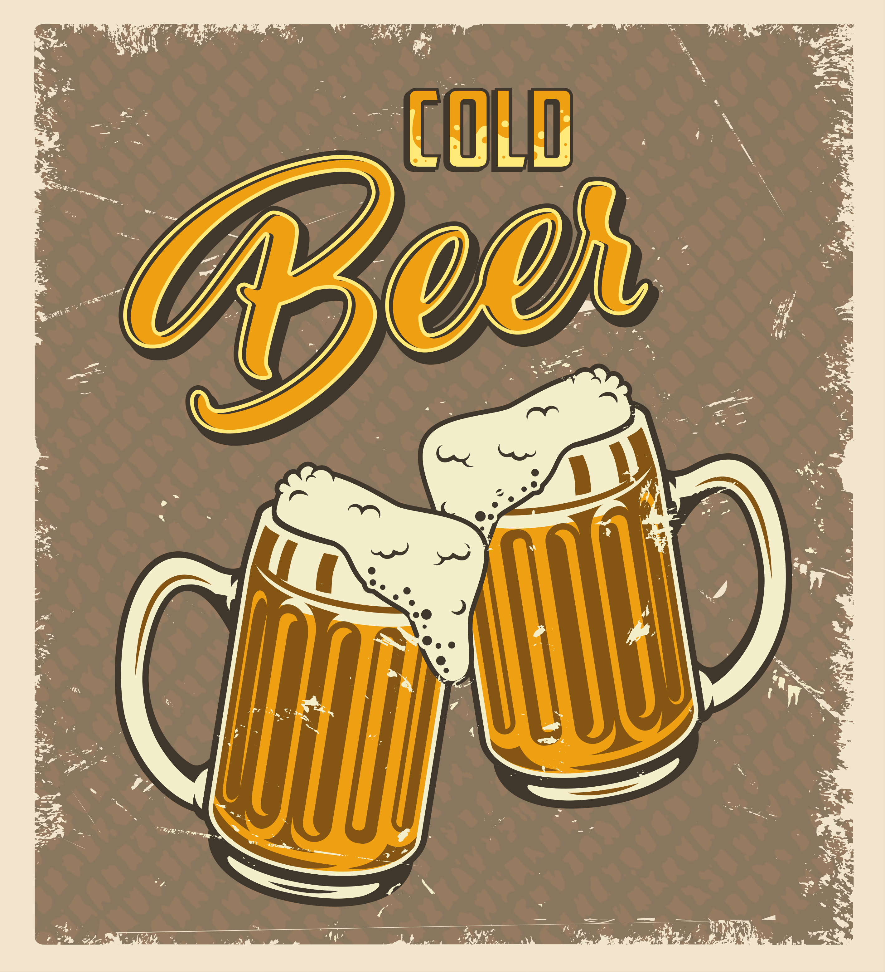 Poster da cucina birra fredda effetto retrò sporco - TenStickers