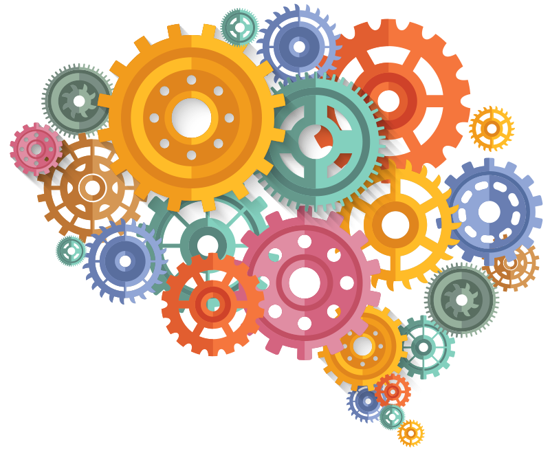 Poster per ufficio ingranaggi colorati cervello - TenStickers