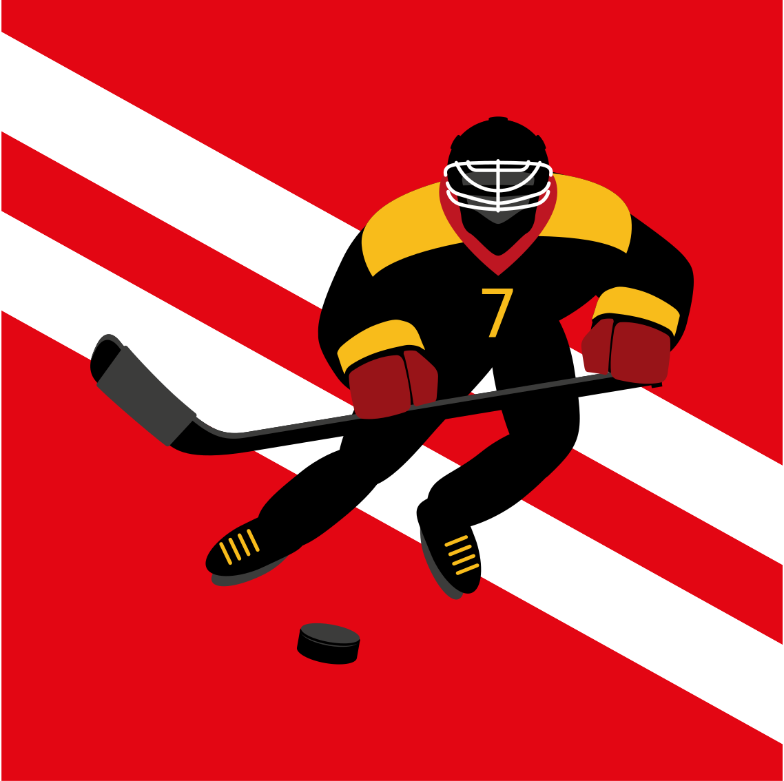 Poster camera ragazzi hockey su ghiaccio rosso e giallo - TenStickers
