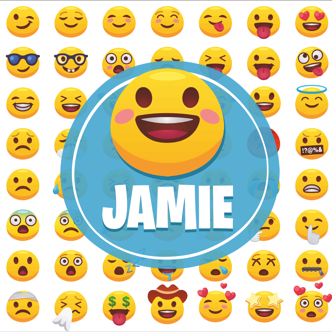 Poster camera ragazzi emojis con nome - TenStickers