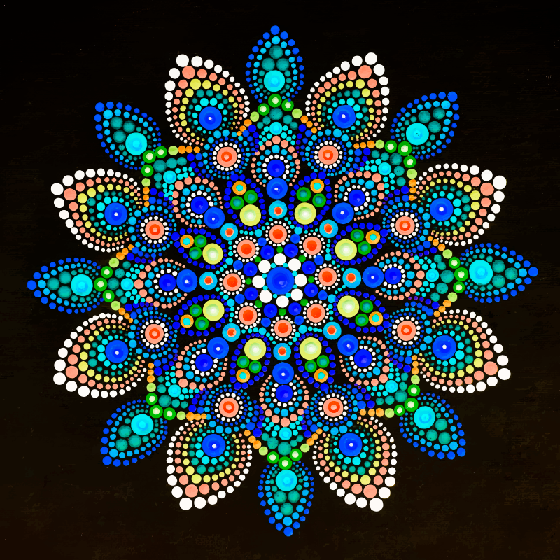 Poster salotto mandala a punti colorati - TenStickers