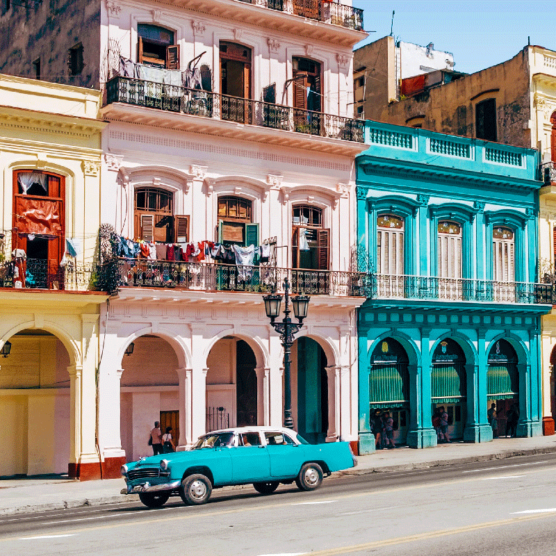 Poster salotto design di strade e auto blu e rosa - TenStickers