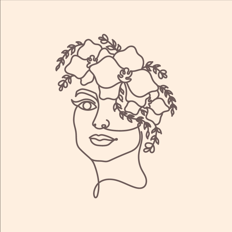 Poster salotto silhouette minimalista donna fiorita - TenStickers