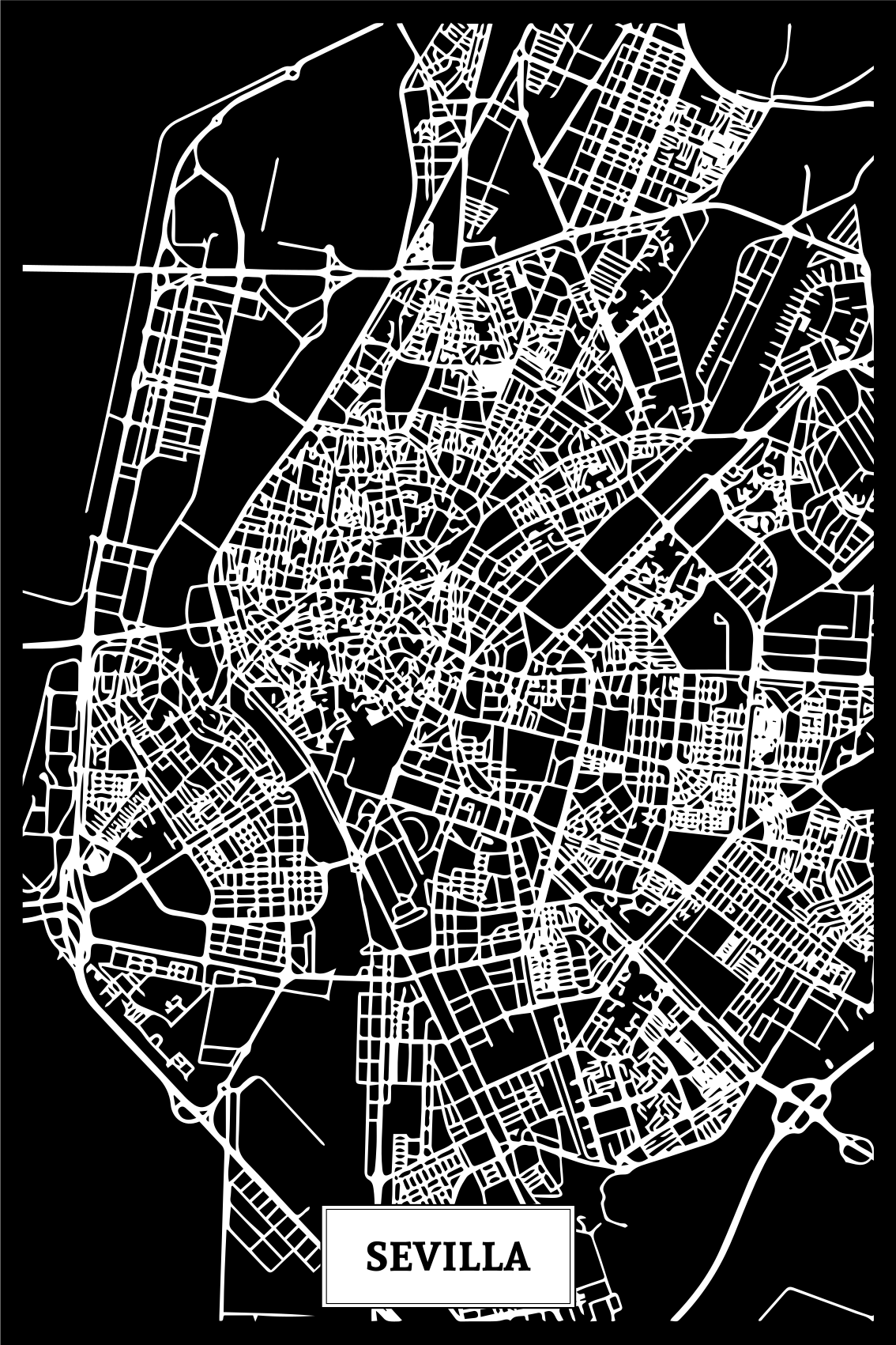 Poster salotto mappa topografica siviglia - TenStickers