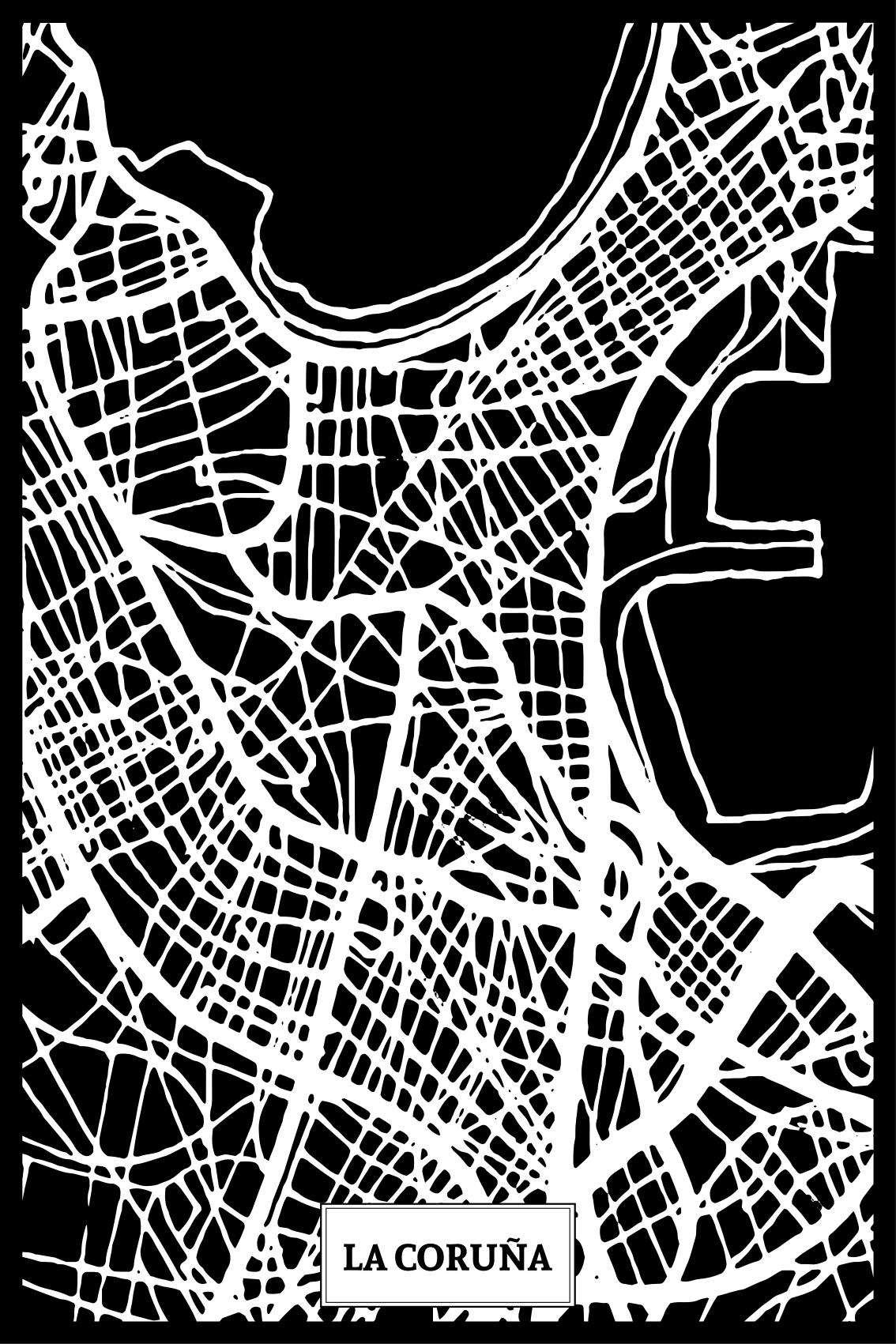Poster salotto mappa topografica coruña - TenStickers