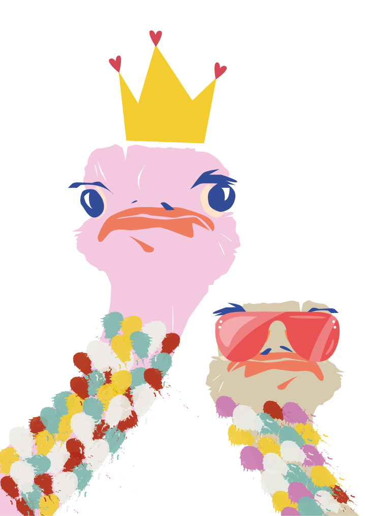 Poster salotto struzzi colorati stile artistico - TenStickers